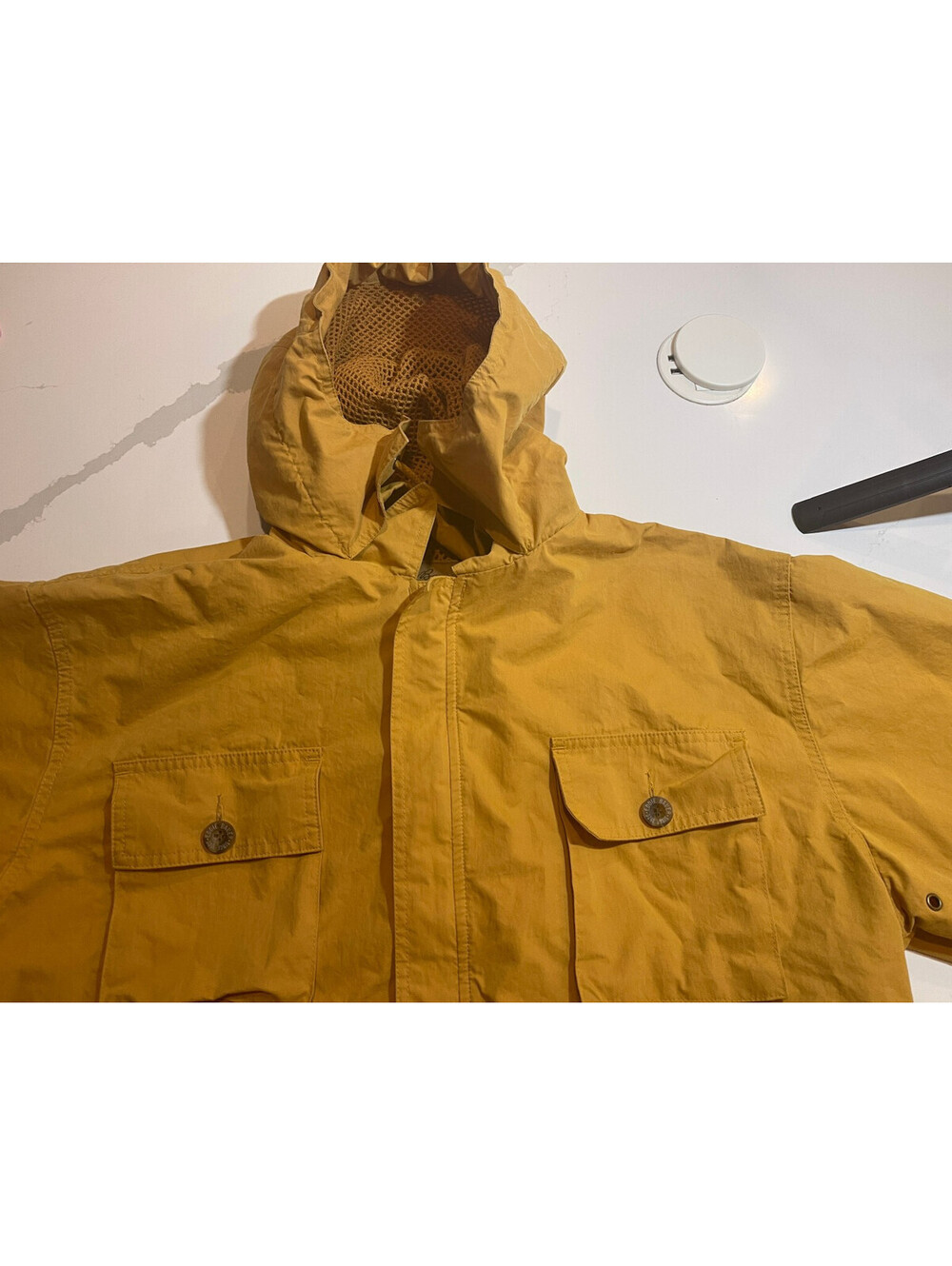 DESIGNER EDDIE BAUER OUTDOOR OUTFITTER HOODED COTTON BLEND GOLD JACKET MEN LARGE